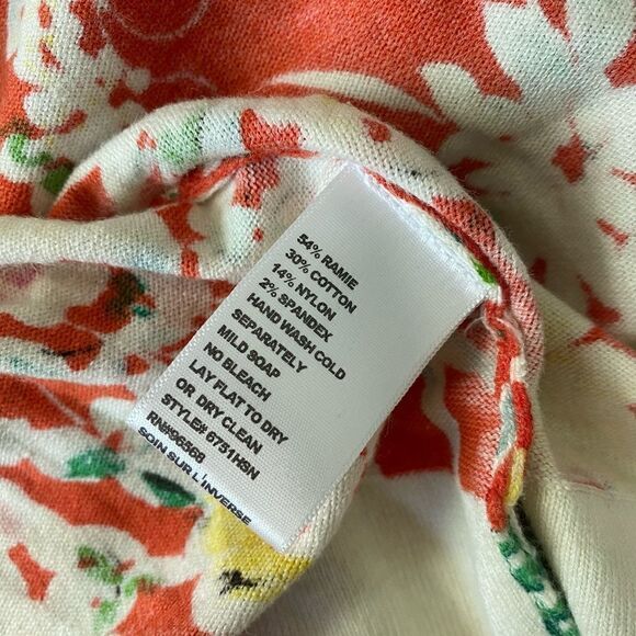 Fashion Instinct Orange Green Colorful Floral Cardigan Gem Button sz XXS - Picture 7 of 11